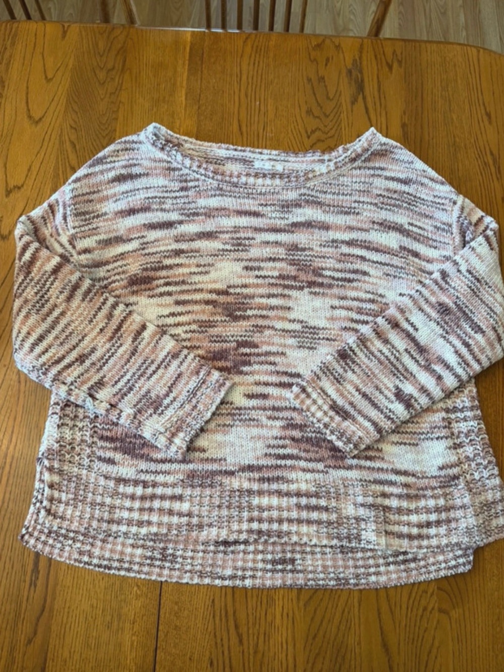 Maurices Marled Pink and Cream Scoop Neck Pullover
